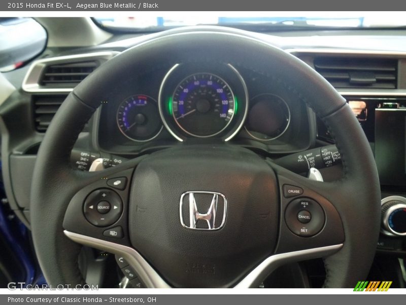 Aegean Blue Metallic / Black 2015 Honda Fit EX-L