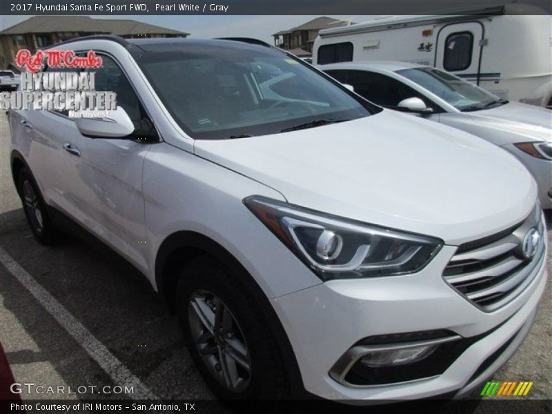 Pearl White / Gray 2017 Hyundai Santa Fe Sport FWD