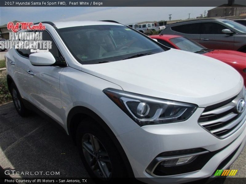 Pearl White / Beige 2017 Hyundai Santa Fe Sport FWD