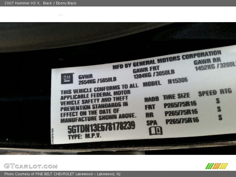 Black / Ebony Black 2007 Hummer H3 X