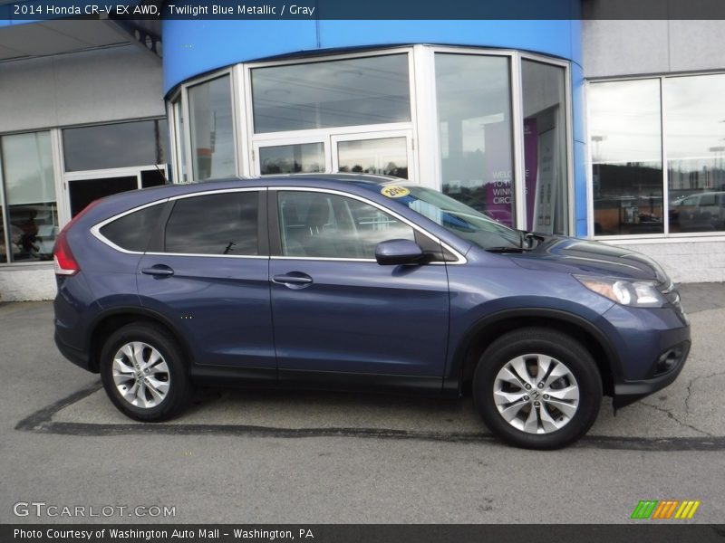 Twilight Blue Metallic / Gray 2014 Honda CR-V EX AWD