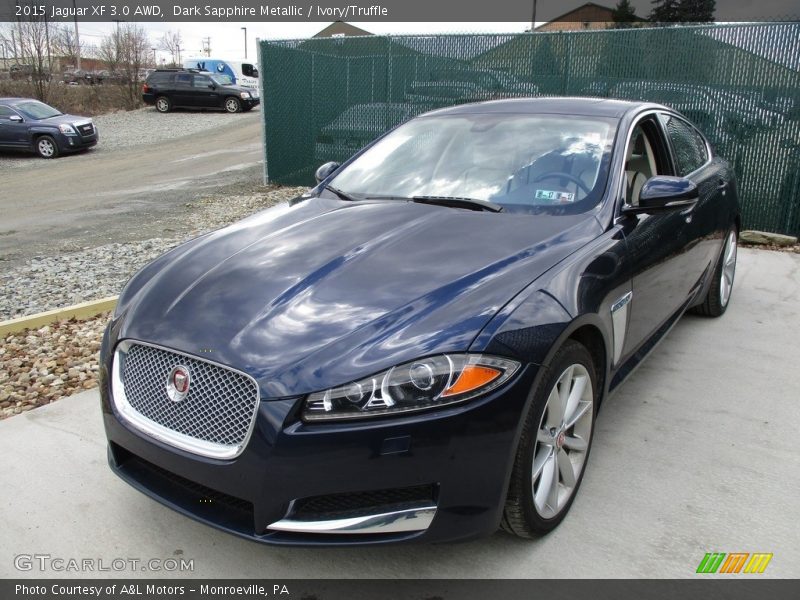 Dark Sapphire Metallic / Ivory/Truffle 2015 Jaguar XF 3.0 AWD