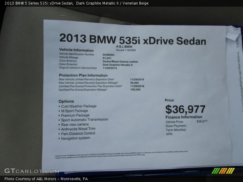 Dark Graphite Metallic II / Venetian Beige 2013 BMW 5 Series 535i xDrive Sedan