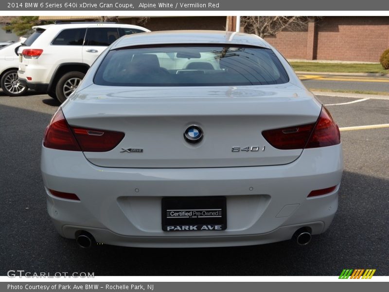 Alpine White / Vermilion Red 2014 BMW 6 Series 640i xDrive Gran Coupe