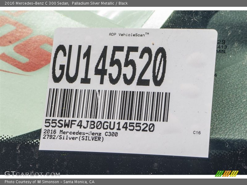 Palladium Silver Metallic / Black 2016 Mercedes-Benz C 300 Sedan