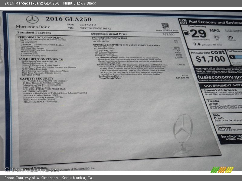 Night Black / Black 2016 Mercedes-Benz GLA 250
