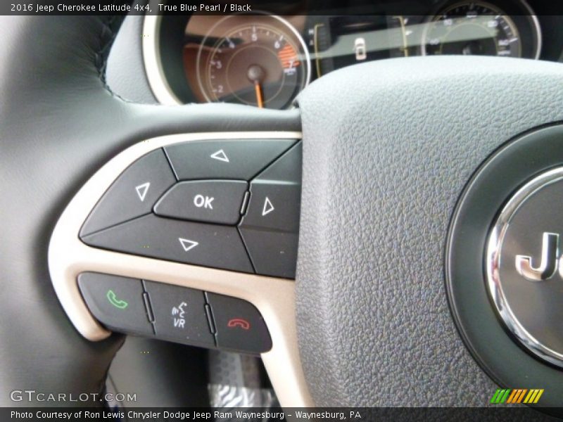 True Blue Pearl / Black 2016 Jeep Cherokee Latitude 4x4