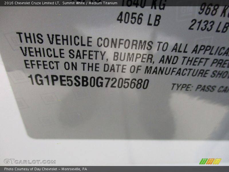 Summit White / Medium Titanium 2016 Chevrolet Cruze Limited LT