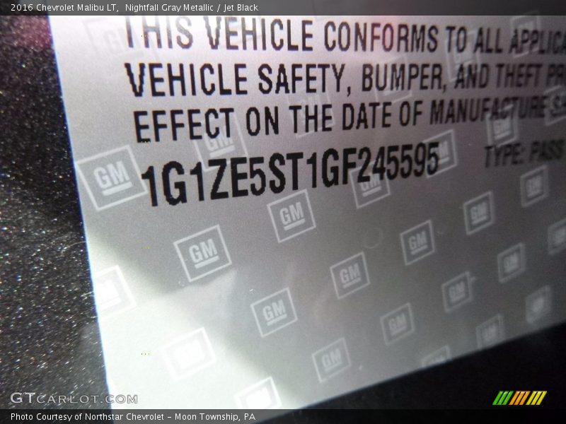 Nightfall Gray Metallic / Jet Black 2016 Chevrolet Malibu LT