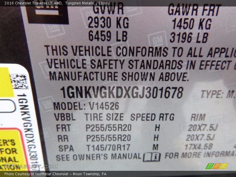 Tungsten Metallic / Ebony 2016 Chevrolet Traverse LT AWD