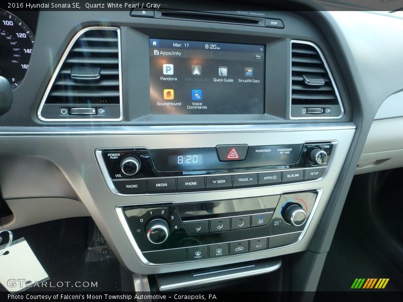 Quartz White Pearl / Gray 2016 Hyundai Sonata SE