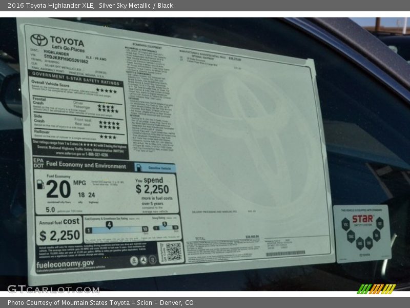 Silver Sky Metallic / Black 2016 Toyota Highlander XLE