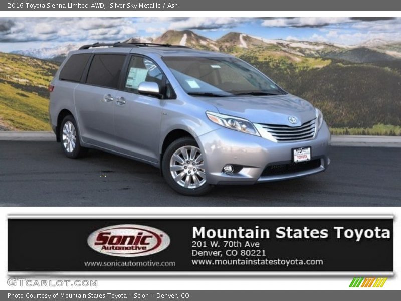 Silver Sky Metallic / Ash 2016 Toyota Sienna Limited AWD