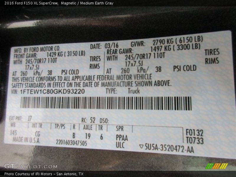 Magnetic / Medium Earth Gray 2016 Ford F150 XL SuperCrew