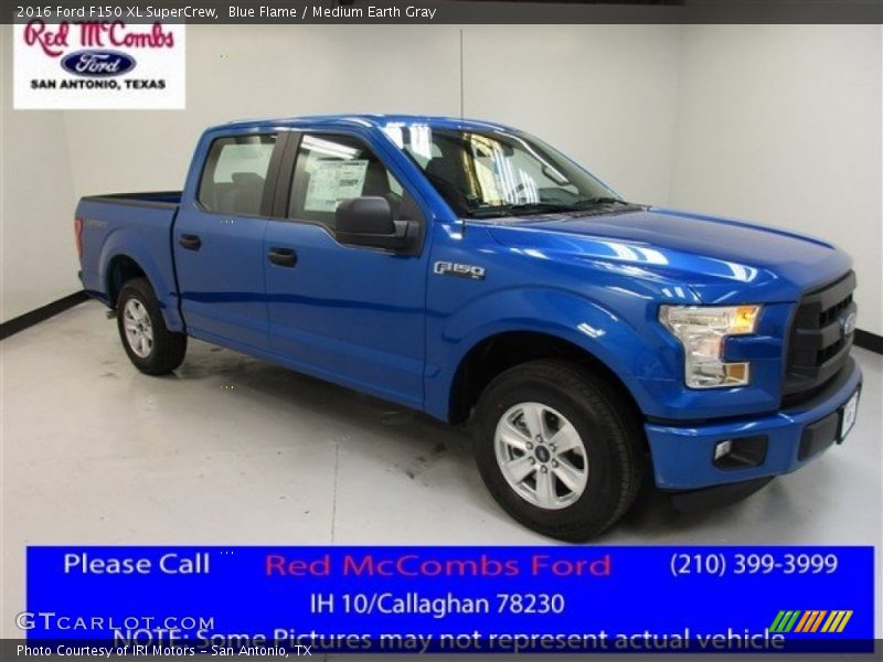 Blue Flame / Medium Earth Gray 2016 Ford F150 XL SuperCrew