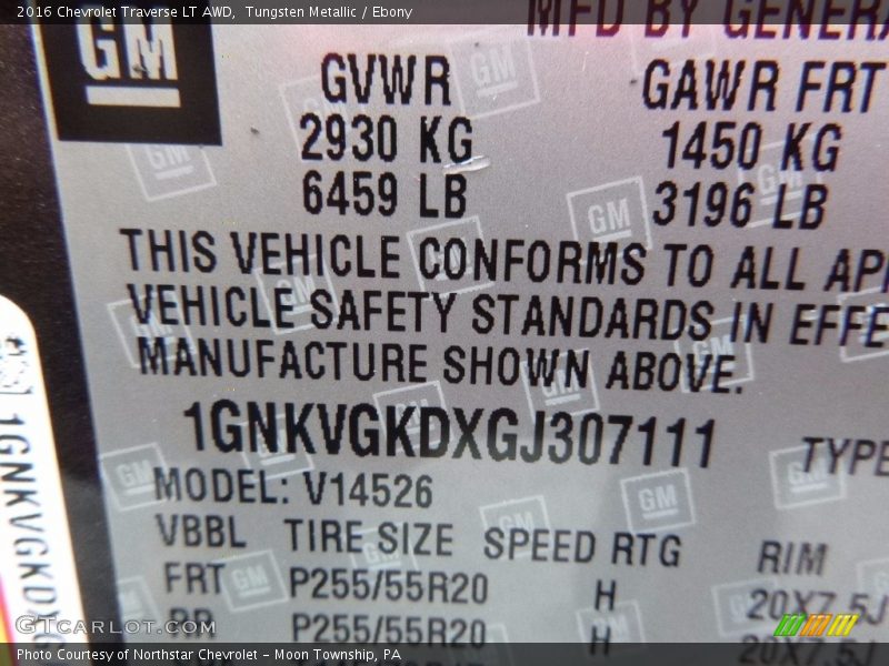 Tungsten Metallic / Ebony 2016 Chevrolet Traverse LT AWD