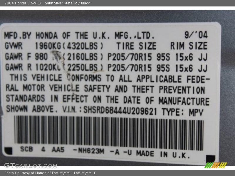 Satin Silver Metallic / Black 2004 Honda CR-V LX