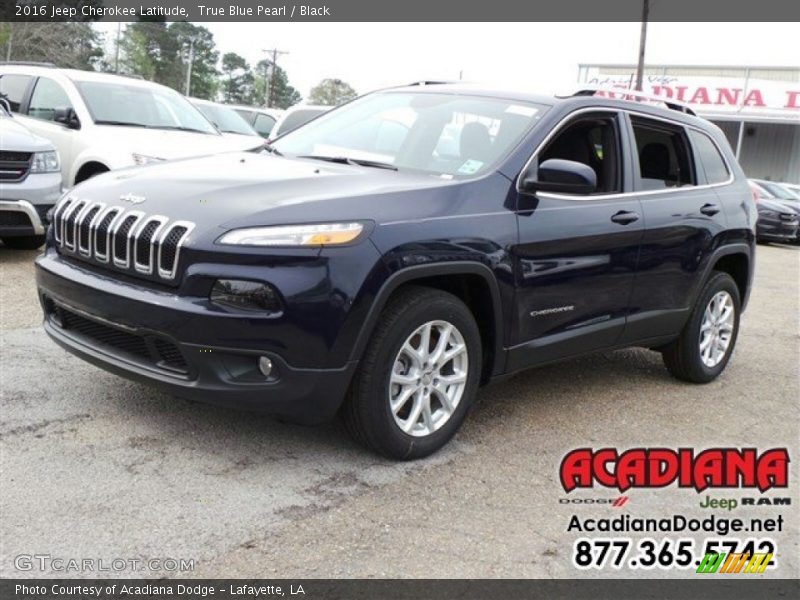 True Blue Pearl / Black 2016 Jeep Cherokee Latitude