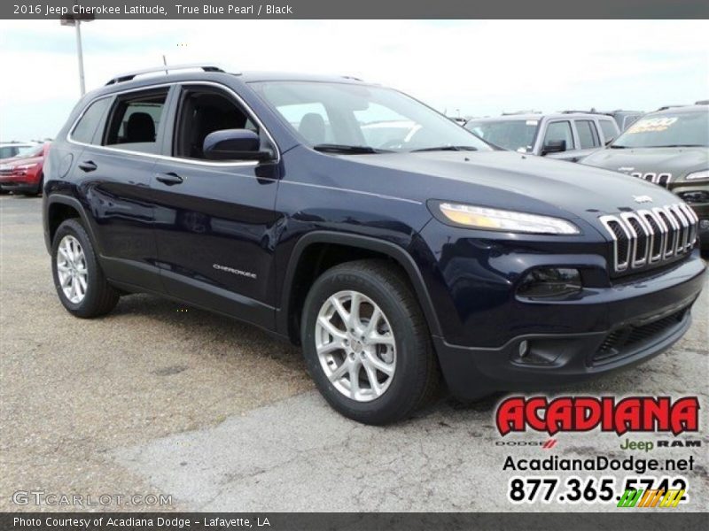 True Blue Pearl / Black 2016 Jeep Cherokee Latitude