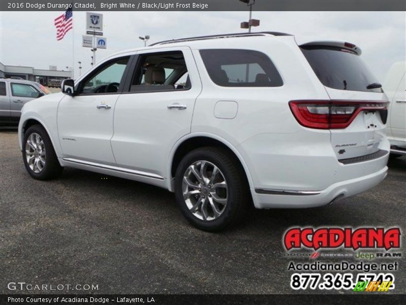 Bright White / Black/Light Frost Beige 2016 Dodge Durango Citadel