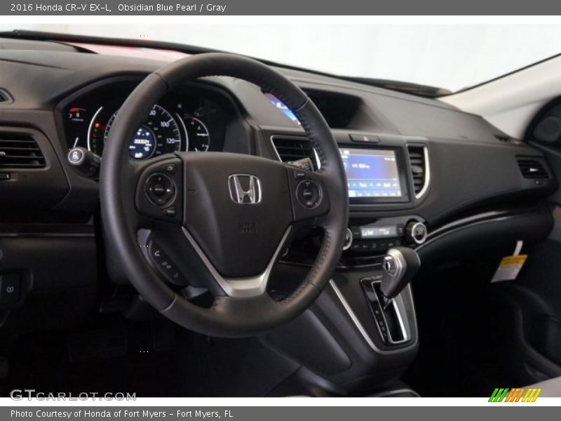 Obsidian Blue Pearl / Gray 2016 Honda CR-V EX-L