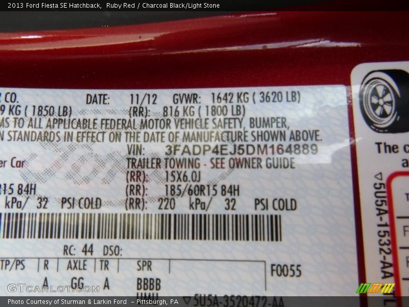 Ruby Red / Charcoal Black/Light Stone 2013 Ford Fiesta SE Hatchback