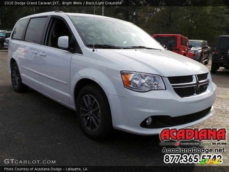 Bright White / Black/Light Graystone 2016 Dodge Grand Caravan SXT