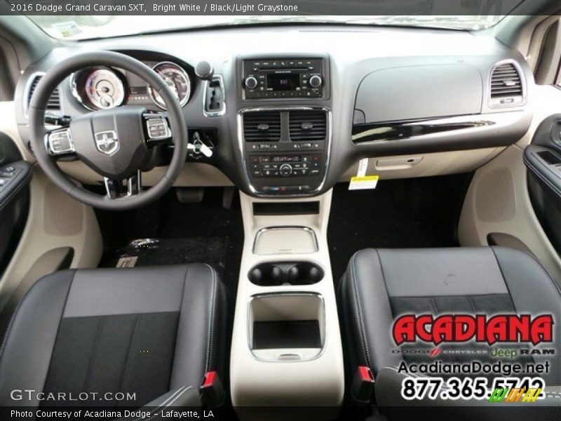 Bright White / Black/Light Graystone 2016 Dodge Grand Caravan SXT
