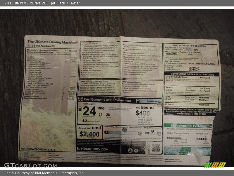 Jet Black / Oyster 2013 BMW X3 xDrive 28i
