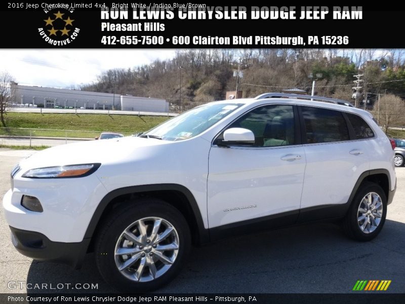 Bright White / Indigo Blue/Brown 2016 Jeep Cherokee Limited 4x4