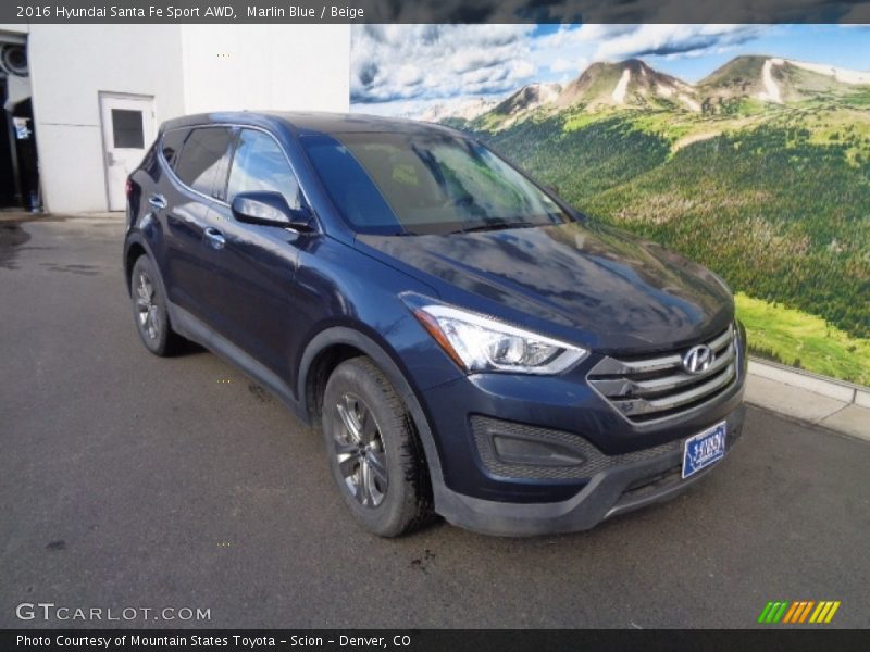 Marlin Blue / Beige 2016 Hyundai Santa Fe Sport AWD