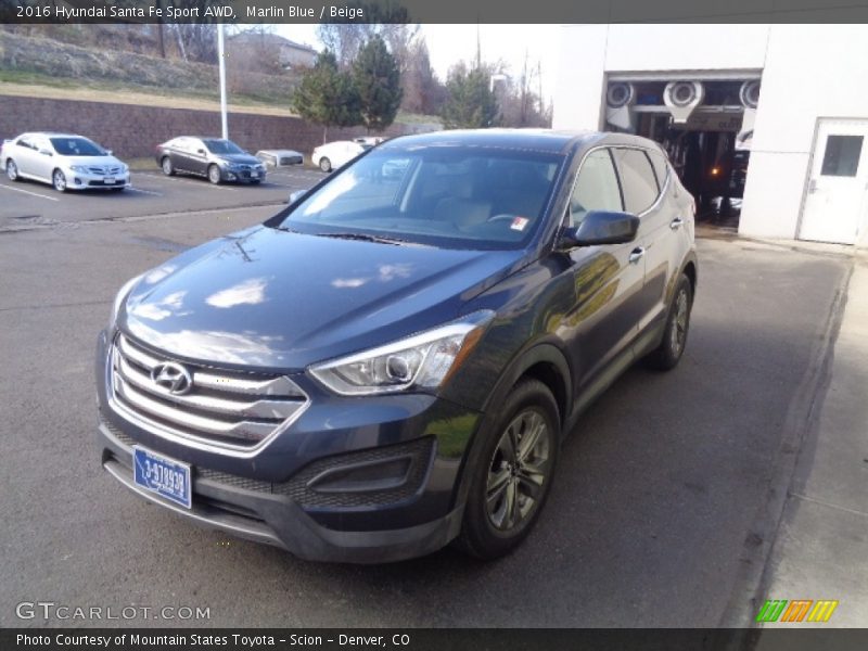 Marlin Blue / Beige 2016 Hyundai Santa Fe Sport AWD