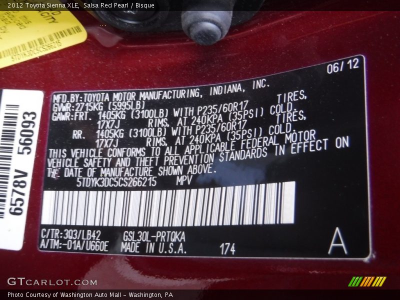 Salsa Red Pearl / Bisque 2012 Toyota Sienna XLE
