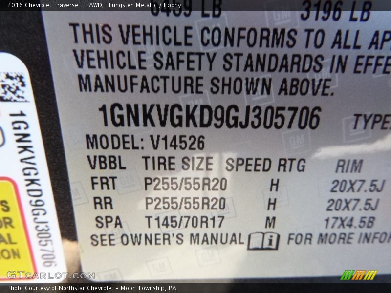 Tungsten Metallic / Ebony 2016 Chevrolet Traverse LT AWD