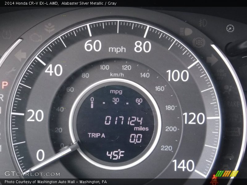 Alabaster Silver Metallic / Gray 2014 Honda CR-V EX-L AWD