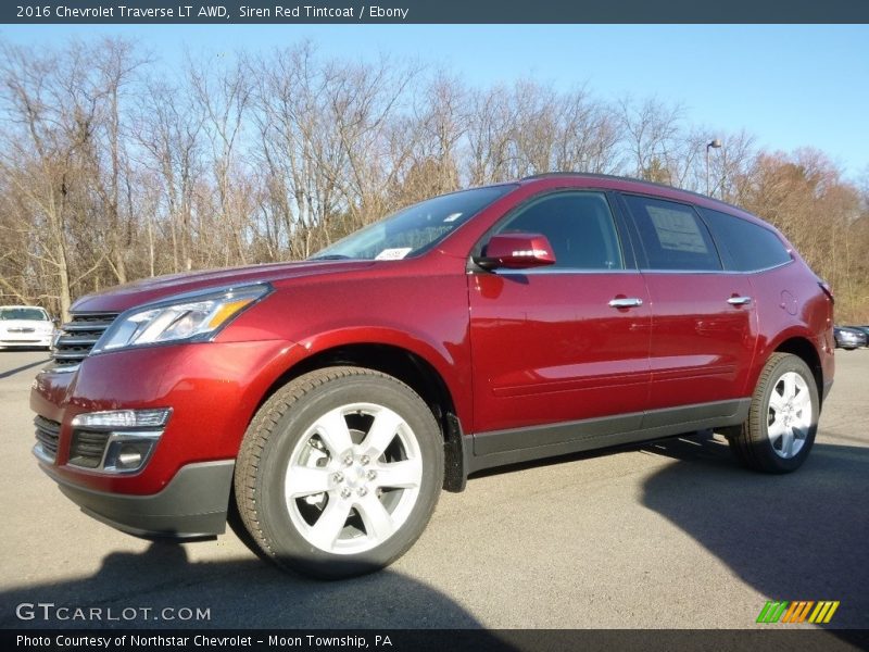 Siren Red Tintcoat / Ebony 2016 Chevrolet Traverse LT AWD
