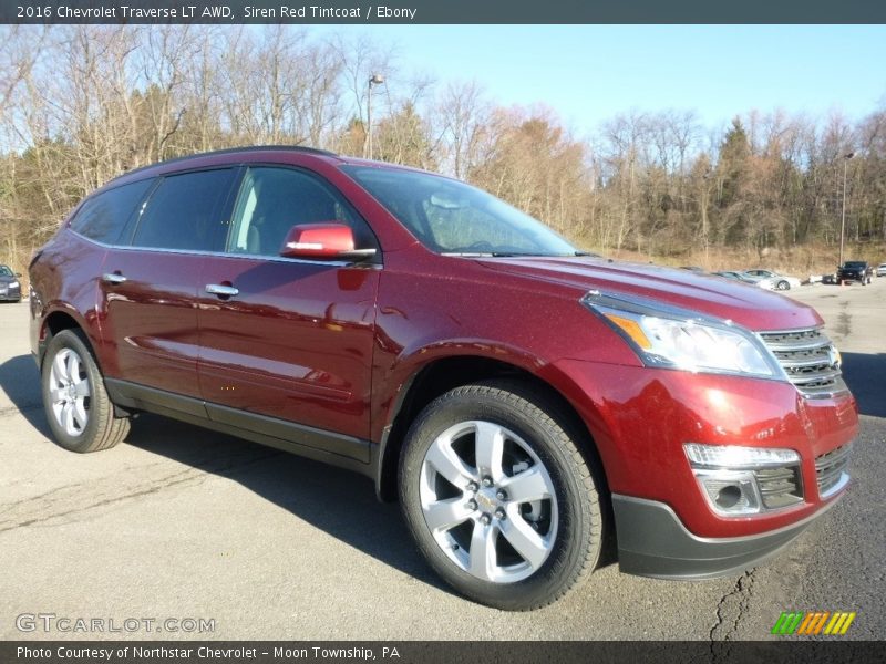 Siren Red Tintcoat / Ebony 2016 Chevrolet Traverse LT AWD