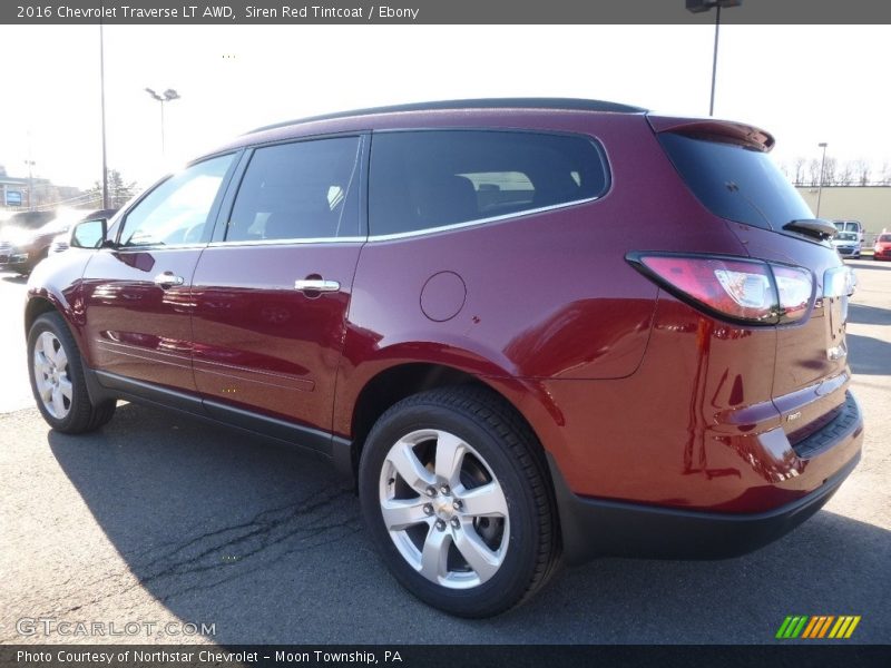 Siren Red Tintcoat / Ebony 2016 Chevrolet Traverse LT AWD