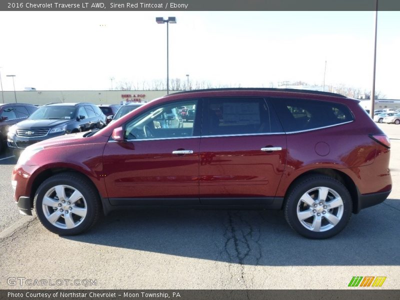 Siren Red Tintcoat / Ebony 2016 Chevrolet Traverse LT AWD