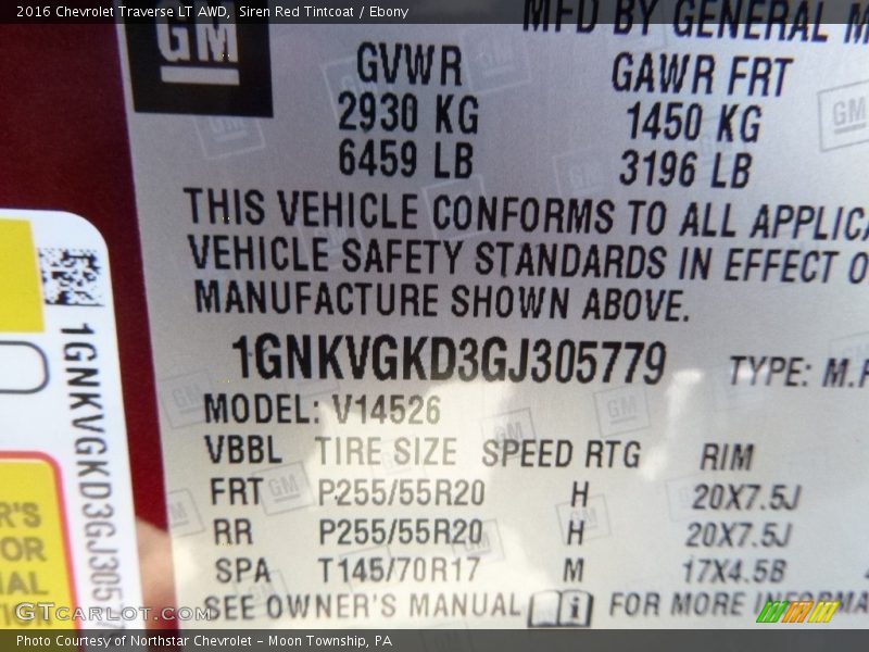 Siren Red Tintcoat / Ebony 2016 Chevrolet Traverse LT AWD