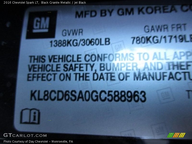 Black Granite Metallic / Jet Black 2016 Chevrolet Spark LT