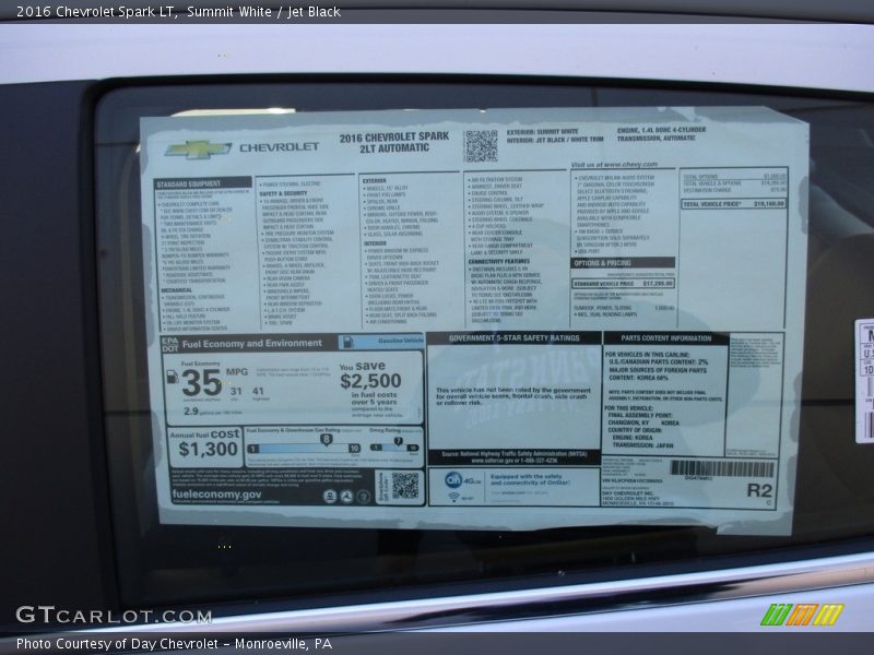 Summit White / Jet Black 2016 Chevrolet Spark LT