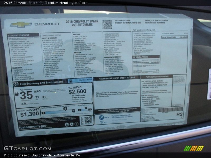  2016 Spark LT Window Sticker