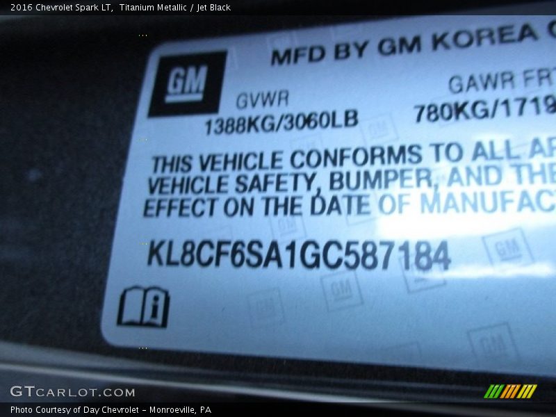 Titanium Metallic / Jet Black 2016 Chevrolet Spark LT