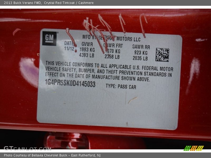 Crystal Red Tintcoat / Cashmere 2013 Buick Verano FWD