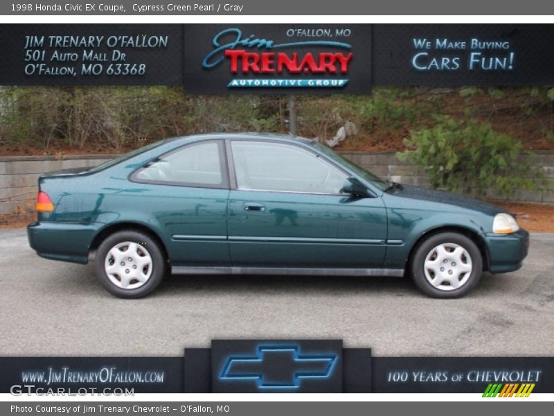 Cypress Green Pearl / Gray 1998 Honda Civic EX Coupe