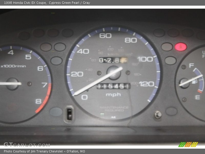 Cypress Green Pearl / Gray 1998 Honda Civic EX Coupe