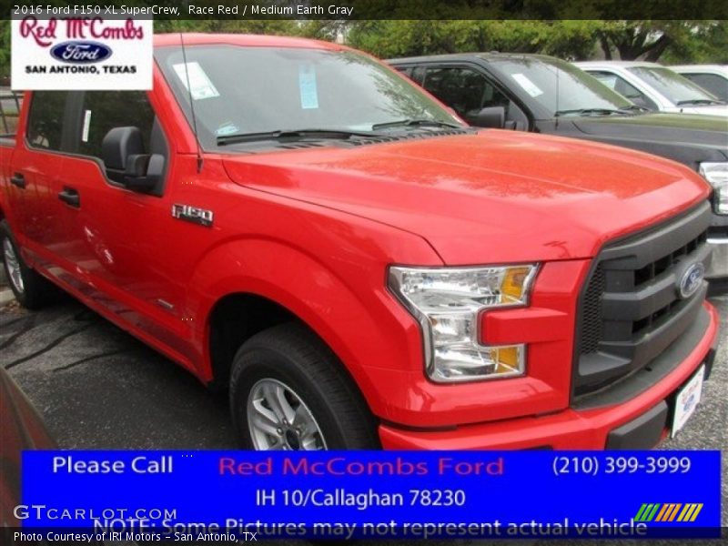 Race Red / Medium Earth Gray 2016 Ford F150 XL SuperCrew