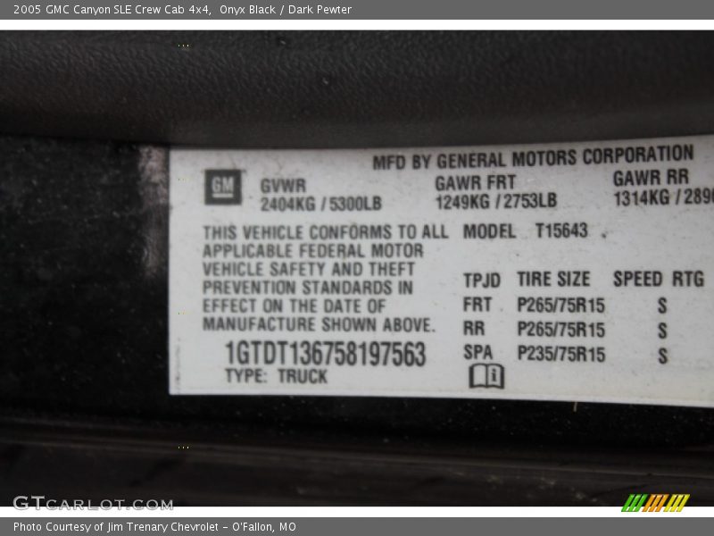 Onyx Black / Dark Pewter 2005 GMC Canyon SLE Crew Cab 4x4