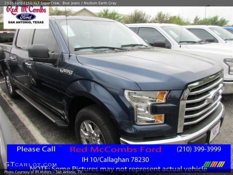 Blue Jeans / Medium Earth Gray 2016 Ford F150 XLT SuperCrew